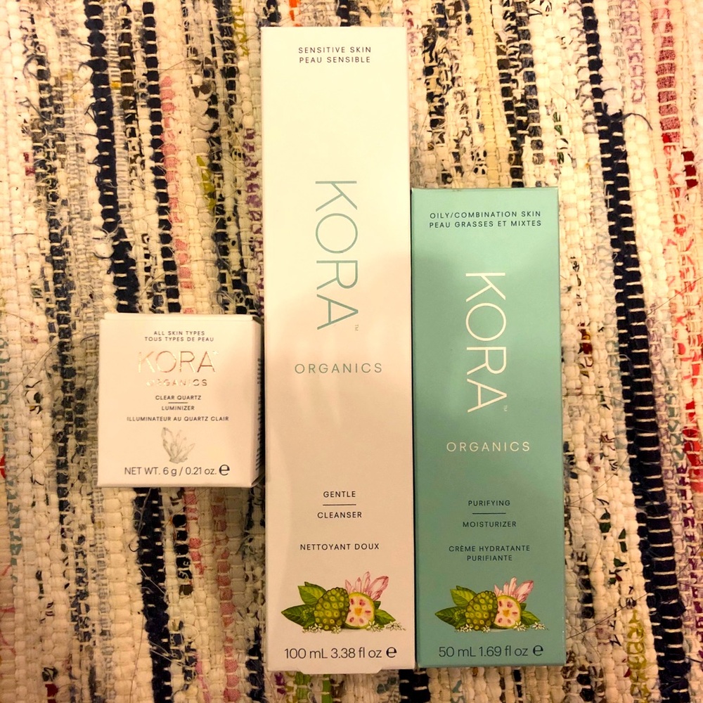KORA skincare set: Cleanser Moisturizer Luminizer